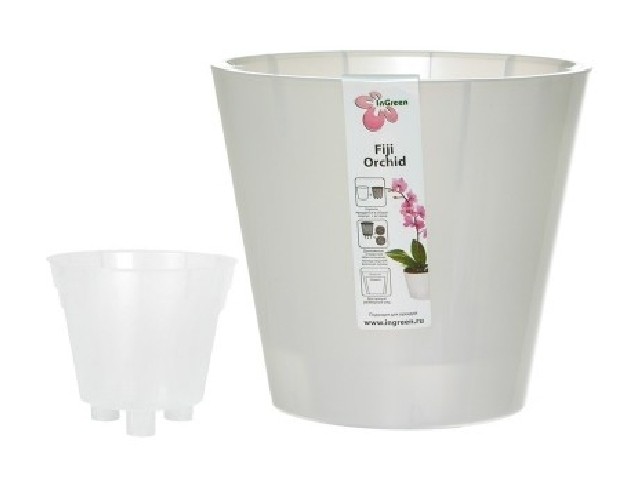 Горшок для цветов Фиджи Орхид д 230 мм 5 л Белый перламутр 1559/15